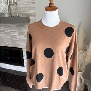 Polka Dot Sweater - Tan and Black